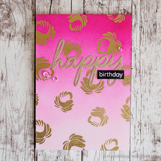 pink ombre and gold embossing